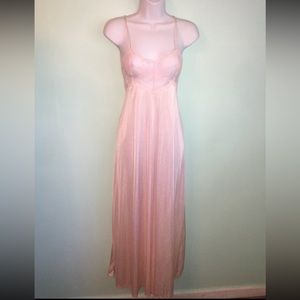 Vintage Fantasy Nightwear Pink Maxi Nightgown Size Medium Modern Small